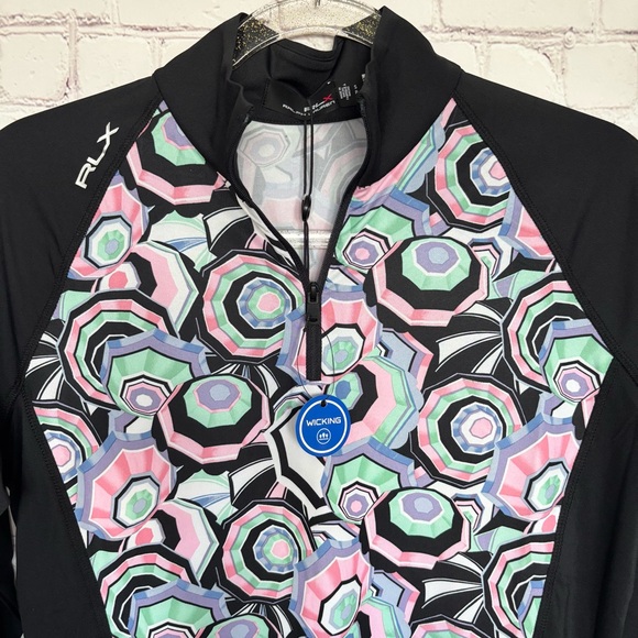 RLX Ralph Lauren Long Sleeve Black Printed Golf/Tennis Polo Performance Shirt--S - Picture 7 of 16